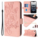 Custodia per telefono antifurto in pelle RFID rosa goffrata, For iPhone SE 2024, For iPhone 16 Pro Max, For iPhone 16 Pro, For iPhone 16 Plus