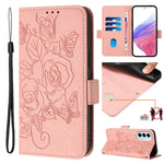 Custodia antifurto RFID in pelle con motivo a rosa in rilievo per telefono, For Samsung Galaxy M34 5G / F34 5G, For Samsung Galaxy M54 5G Global / F54 5G, For Samsung Galaxy M14 5G Global, For Samsung Galaxy Xcover6 Pro