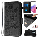 Custodia antifurto RFID in pelle con motivo a rosa in rilievo per telefono, For Samsung Galaxy M34 5G / F34 5G, For Samsung Galaxy M54 5G Global / F54 5G, For Samsung Galaxy M14 5G Global, For Samsung Galaxy Xcover6 Pro