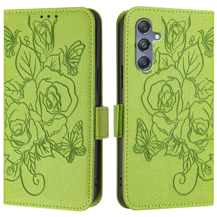 Custodia antifurto RFID in pelle con motivo a rosa in rilievo per telefono, For Samsung Galaxy M34 5G / F34 5G, For Samsung Galaxy M54 5G Global / F54 5G, For Samsung Galaxy M14 5G Global, For Samsung Galaxy Xcover6 Pro