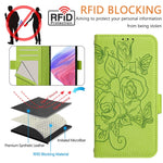 Custodia antifurto RFID in pelle con motivo a rosa in rilievo per telefono, For Samsung Galaxy M34 5G / F34 5G, For Samsung Galaxy M54 5G Global / F54 5G, For Samsung Galaxy M14 5G Global, For Samsung Galaxy Xcover6 Pro