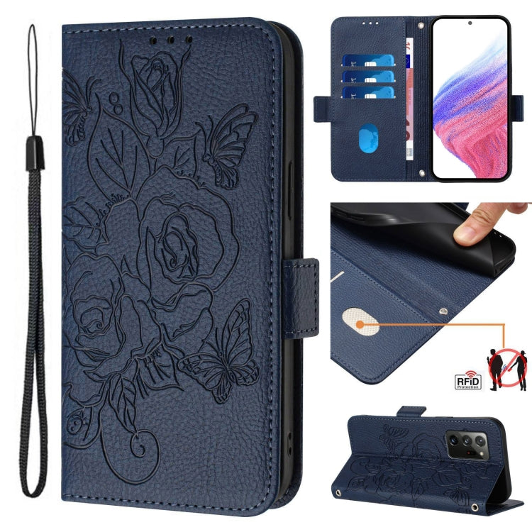 Custodia antifurto RFID in pelle con motivo a rosa in rilievo per telefono, For Samsung Galaxy Xcover5, For Samsung Galaxy M62 / F62 4G, For Samsung Galaxy Note20 Ultra, For Samsung Galaxy Note20