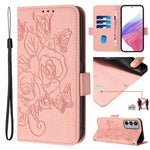 Custodia antifurto RFID in pelle con motivo a rosa in rilievo per telefono, For Samsung Galaxy M56 5G, For Samsung Galaxy F16 5G / M16 5G Global, For Samsung Galaxy F06 5G / M06 5G, For Samsung Galaxy M35