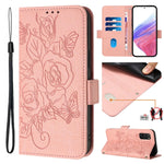Custodia antifurto RFID in pelle con motivo a rosa in rilievo per telefono, For Samsung Galaxy S23 5G, For Samsung Galaxy S20 FE 5G / 4G, For Samsung Galaxy S22 Ultra 5G, For Samsung Galaxy S22+ 5G