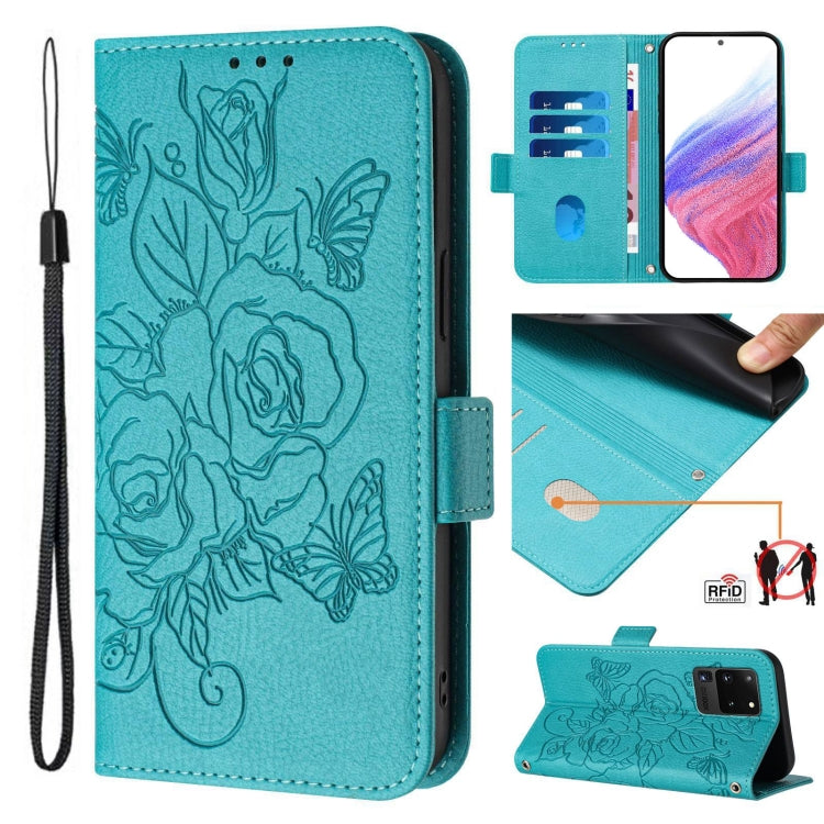 Custodia antifurto RFID in pelle con motivo a rosa in rilievo per telefono, For Samsung Galaxy S21 Ultra 5G, For Samsung Galaxy S20 Ultra, For Samsung Galaxy S20, For Samsung Galaxy S20+