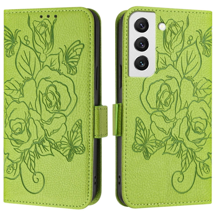 Custodia antifurto RFID in pelle con motivo a rosa in rilievo per telefono, For Samsung Galaxy S22 5G, For Samsung Galaxy S21 FE 5G, For Samsung Galaxy S21 5G, For Samsung Galaxy S21+ 5G