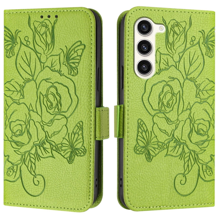 Custodia antifurto RFID in pelle con motivo a rosa in rilievo per telefono, For Samsung Galaxy S23 5G, For Samsung Galaxy S20 FE 5G / 4G, For Samsung Galaxy S22 Ultra 5G, For Samsung Galaxy S22+ 5G