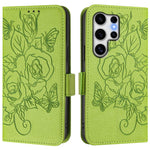 Custodia antifurto RFID in pelle con motivo a rosa in rilievo per telefono, For Samsung Galaxy S25 Ultra 5G, For Samsung Galaxy S24 FE 5G, For Samsung Galaxy S24 Ultra 5G, For Samsung Galaxy S24+ 5G