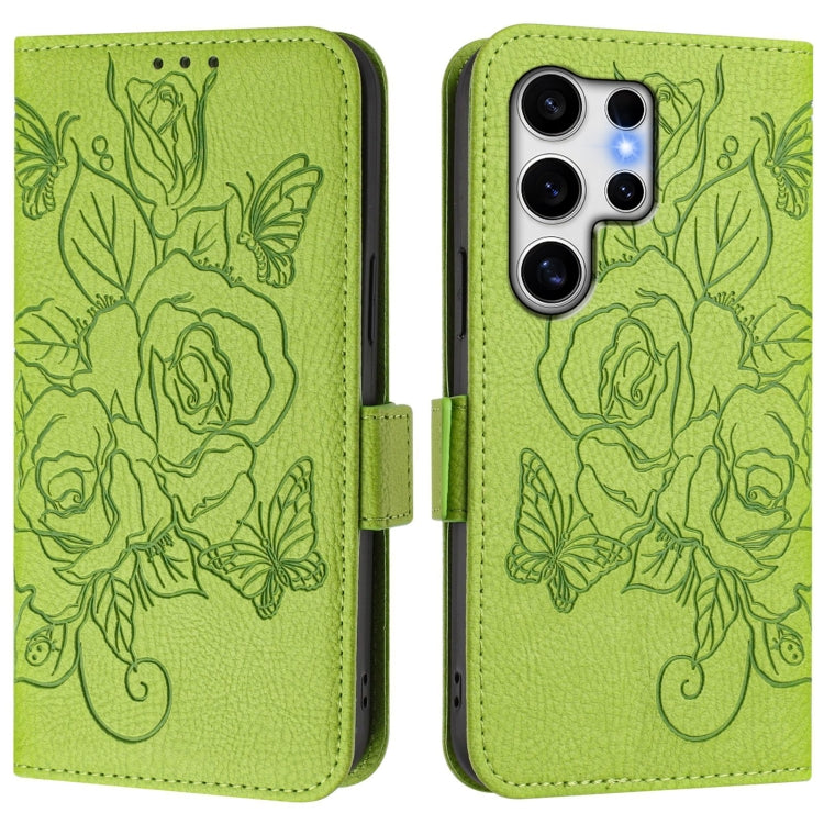 Custodia antifurto RFID in pelle con motivo a rosa in rilievo per telefono, For Samsung Galaxy S25 Ultra 5G, For Samsung Galaxy S24 FE 5G, For Samsung Galaxy S24 Ultra 5G, For Samsung Galaxy S24+ 5G