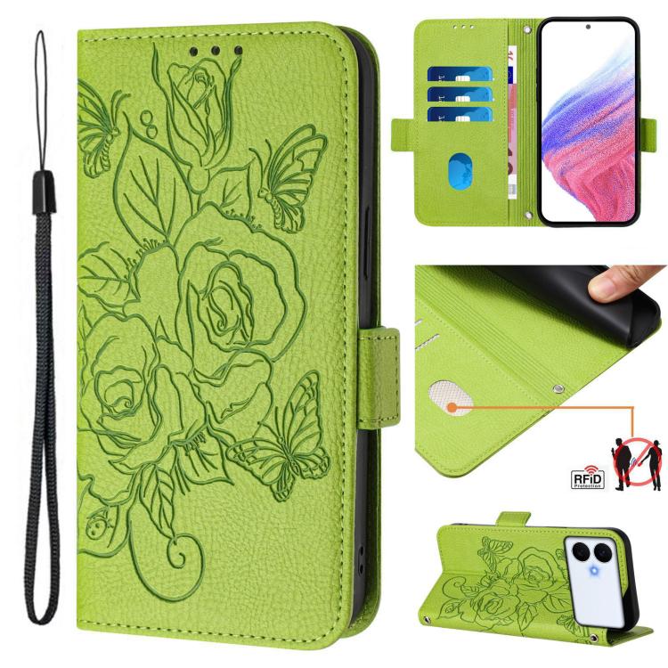 Custodia antifurto RFID in pelle con motivo a rosa in rilievo per telefono, For Galaxy S26 FE 5G, For Samsung Galaxy S26+ 5G, For Samsung Galaxy S26 Edge 5G, For Samsung Galaxy S26 Ultra 5G