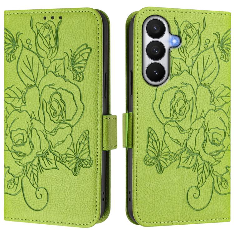 Custodia antifurto RFID in pelle con motivo a rosa in rilievo per telefono, For Samsung Galaxy S26 5G, For Samsung Galaxy S25 Edge 5G, For Samsung Galaxy S25 5G, For Samsung Galaxy S25+ 5G