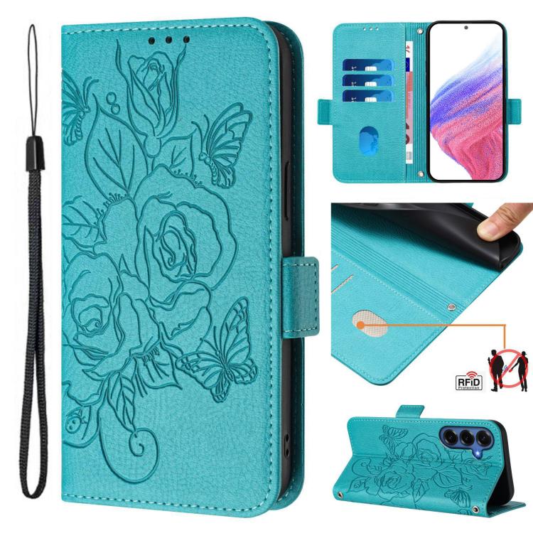 Custodia antifurto RFID in pelle con motivo a rosa in rilievo per telefono, For Galaxy S26 FE 5G, For Samsung Galaxy S26+ 5G, For Samsung Galaxy S26 Edge 5G, For Samsung Galaxy S26 Ultra 5G