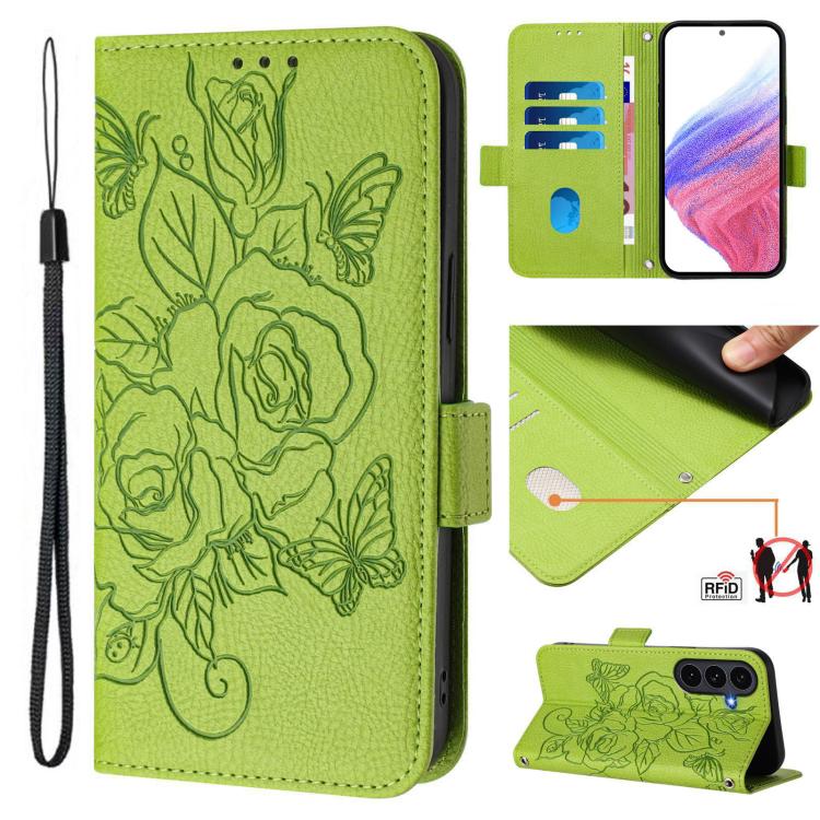 Custodia antifurto RFID in pelle con motivo a rosa in rilievo per telefono, For Galaxy S26 FE 5G, For Samsung Galaxy S26+ 5G, For Samsung Galaxy S26 Edge 5G, For Samsung Galaxy S26 Ultra 5G