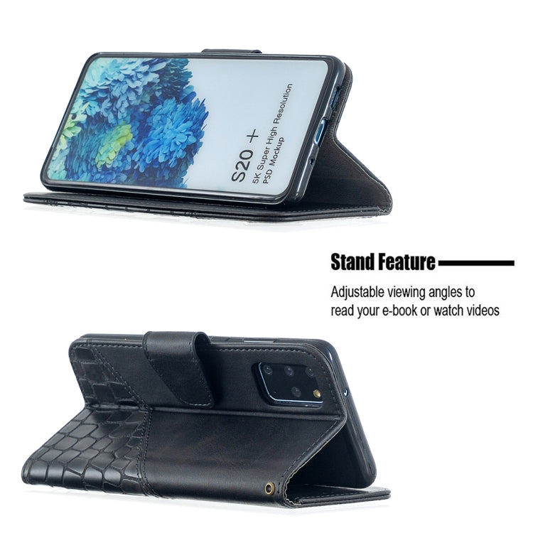 Custodia in pelle sintetica a vibrazione orizzontale con trama in coccodrillo abbinata con portafoglio, supporto e slot per carte, For Samsung Galaxy S20+