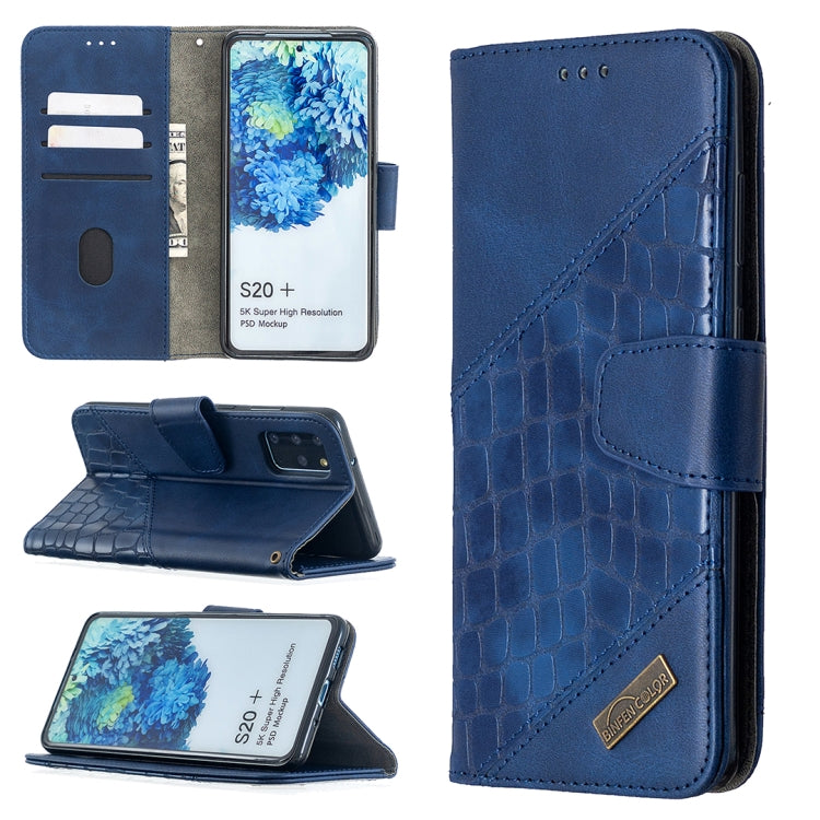 Custodia in pelle sintetica a vibrazione orizzontale con trama in coccodrillo abbinata con portafoglio, supporto e slot per carte, For Samsung Galaxy S20+