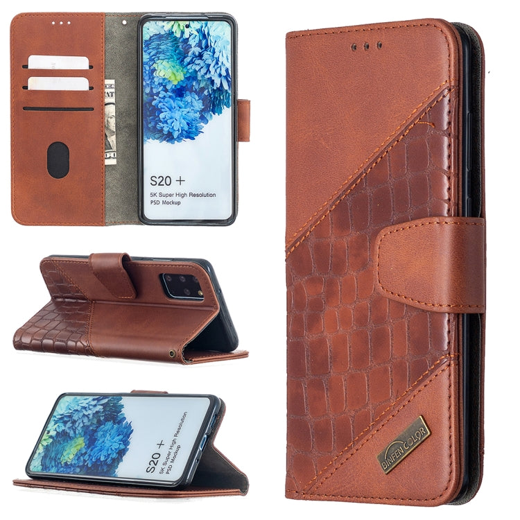 Custodia in pelle sintetica a vibrazione orizzontale con trama in coccodrillo abbinata con portafoglio, supporto e slot per carte, For Samsung Galaxy S20+