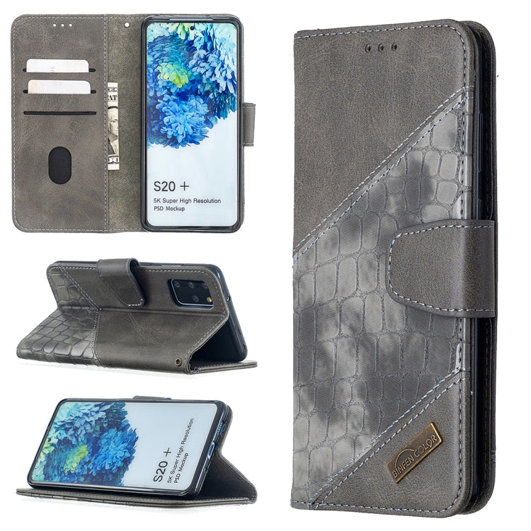 Custodia in pelle sintetica a vibrazione orizzontale con trama in coccodrillo abbinata con portafoglio, supporto e slot per carte, For Samsung Galaxy S20+