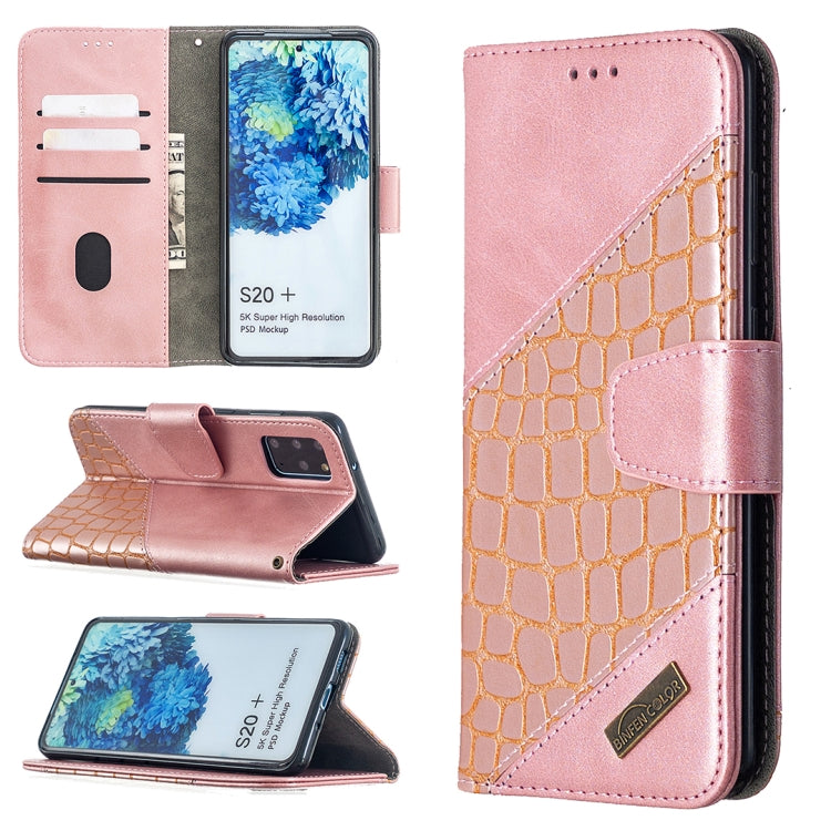 Custodia in pelle sintetica a vibrazione orizzontale con trama in coccodrillo abbinata con portafoglio, supporto e slot per carte, For Samsung Galaxy S20+