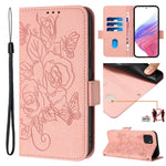 Custodia antifurto RFID in pelle con motivo a rosa in rilievo per telefono, For Samsung Galaxy A33, For Samsung Galaxy A03 164mm, For Samsung Galaxy A03 166mm, For Samsung Galaxy A32 5G / M32 5G