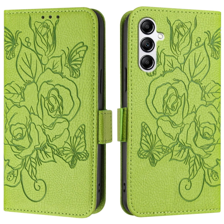 Custodia antifurto RFID in pelle con motivo a rosa in rilievo per telefono, For Samsung Galaxy A14 5G / 4G, For Samsung Galaxy A34 5G, For Samsung Galaxy A54 5G, For Samsung Galaxy A13 5G / 4G