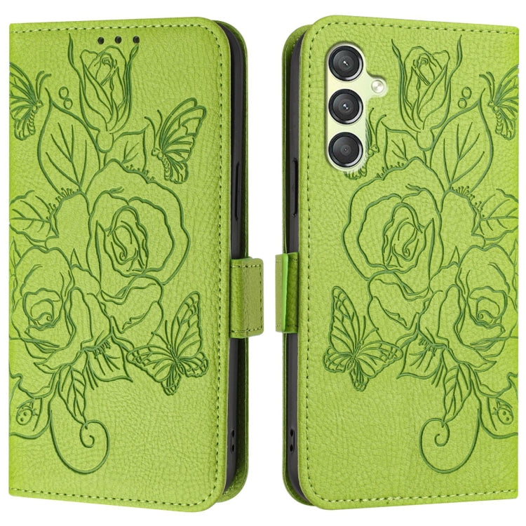 Custodia antifurto RFID in pelle con motivo a rosa in rilievo per telefono, For Samsung Galaxy A24 4G, For Samsung Galaxy A23 / M23 / F23 / M13, For Samsung Galaxy A04 Core / A03 Core, For Samsung Galaxy A04e 4G / F04 4G / M04 4G