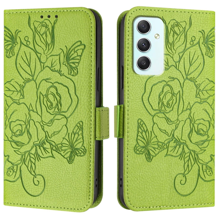 Custodia antifurto RFID in pelle con motivo a rosa in rilievo per telefono, For Samsung Galaxy A35 5G, For Samsung Galaxy A05 4G Global, For Samsung Galaxy A05s 4G Global, For Samsung Galaxy A25 5G Global