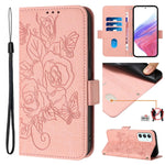 Custodia antifurto RFID in pelle con motivo a rosa in rilievo per telefono, For Samsung Galaxy A35 5G, For Samsung Galaxy A05 4G Global, For Samsung Galaxy A05s 4G Global, For Samsung Galaxy A25 5G Global