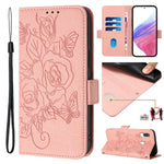 Custodia antifurto RFID in pelle con motivo a rosa in rilievo per telefono, For Samsung Galaxy A20s, For Samsung Galaxy A20e / A10e, For Samsung Galaxy A40, For Samsung Galaxy A10 / M10 EU Version