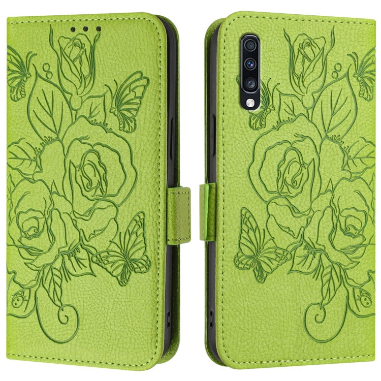 Custodia antifurto RFID in pelle con motivo a rosa in rilievo per telefono, For Samsung Galaxy A70 / A70s, For Samsung Galaxy A10s / M10s, For Samsung Galaxy A20 / A30 / M10s, For Samsung Galaxy A50 / A30s / A50s