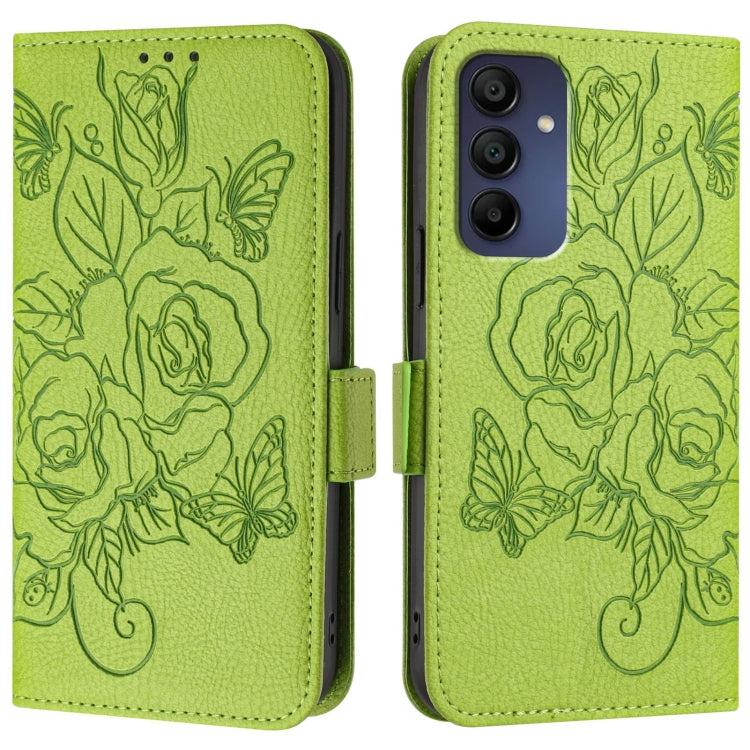 Custodia antifurto RFID in pelle con motivo a rosa in rilievo per telefono, For Samsung Galaxy A16 5G, For Samsung Galaxy A06 4G, For Samsung Galaxy A15 5G / 4G, For Samsung Galaxy A55 5G