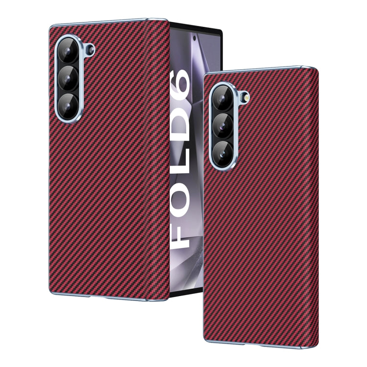 Custodia per telefono pieghevole con motivo in fibra di carbonio elettrolitico con cerniera, For Galaxy Z Fold8 Ultra 5G, For Galaxy Z Fold6 5G, For Galaxy Z Fold5 5G
