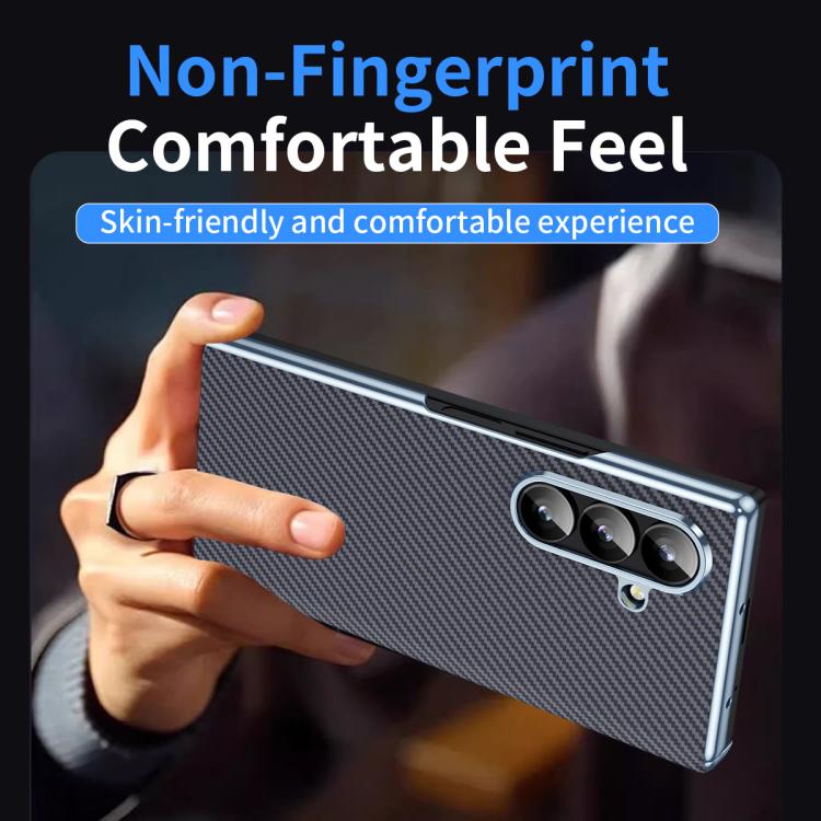 Custodia per telefono pieghevole con motivo in fibra di carbonio elettrolitico con cerniera, For Galaxy Z Fold8 Ultra 5G, For Galaxy Z Fold6 5G, For Galaxy Z Fold5 5G