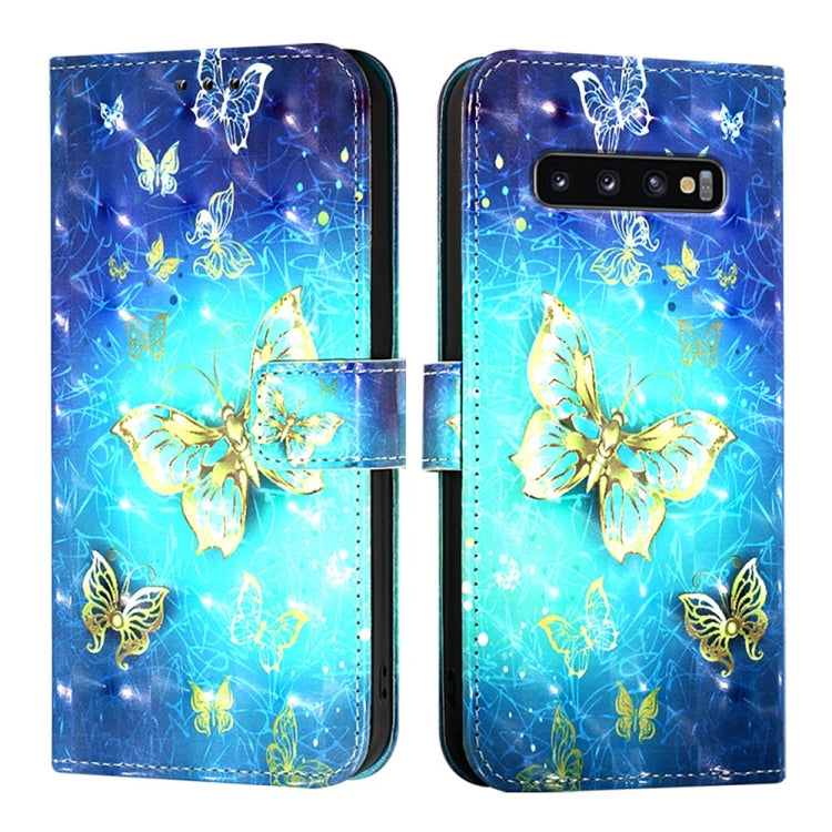 Custodia per telefono in pelle con flip orizzontale con pittura 3D, For Samsung Galaxy S10