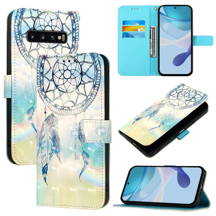 Custodia per telefono in pelle con flip orizzontale con pittura 3D, For Samsung Galaxy S10