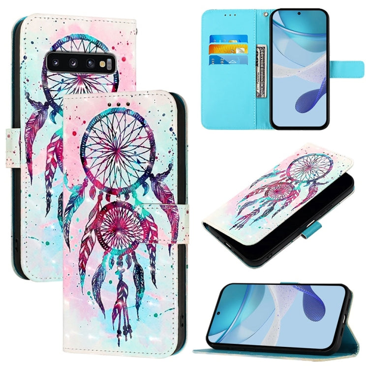 Custodia per telefono in pelle con flip orizzontale con pittura 3D, For Samsung Galaxy S10