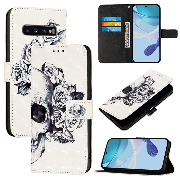Custodia per telefono in pelle con flip orizzontale con pittura 3D, For Samsung Galaxy S10