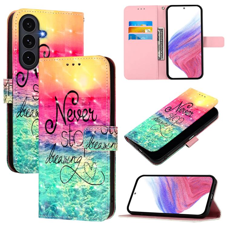 Custodia per telefono in pelle con flip orizzontale con pittura 3D, For Galaxy S26 FE 5G, For Samsung Galaxy S26+ 5G, For Samsung Galaxy S25 Edge 5G