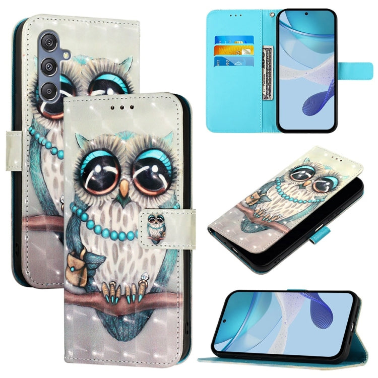 Custodia per telefono in pelle con flip orizzontale con pittura 3D, For Samsung Galaxy M56 5G, For Samsung Galaxy M35, For Samsung Galaxy M34 5G / F34 5G