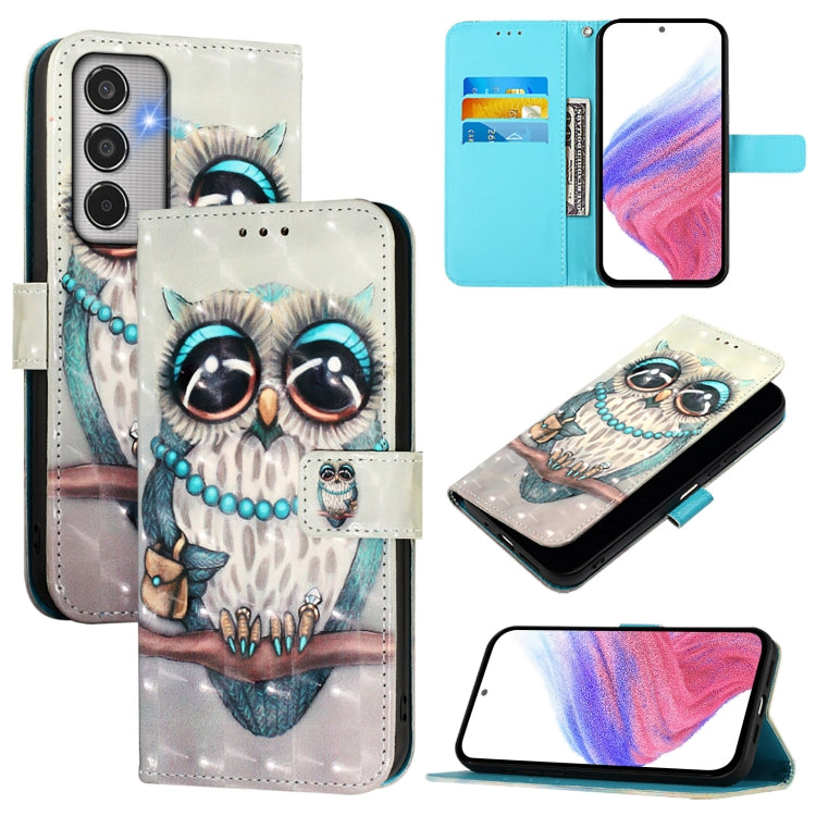 Custodia per telefono in pelle con flip orizzontale con pittura 3D, For Samsung Galaxy M56 5G, For Samsung Galaxy M35, For Samsung Galaxy M34 5G / F34 5G