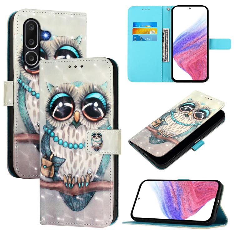 Custodia per telefono in pelle con flip orizzontale con pittura 3D, For Samsung Galaxy M56 5G, For Samsung Galaxy M35, For Samsung Galaxy M34 5G / F34 5G