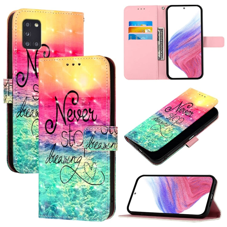 Custodia per telefono in pelle con vibrazione orizzontale con pittura 3D, For Samsung Galaxy A31
