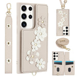 Custodia per telefono in pelle con motivo a fiori a tracolla, For Samsung Galaxy S23 FE 5G, For Samsung Galaxy S23 Ultra 5G, For Samsung Galaxy S23+ 5G, For Samsung Galaxy S22 Ultra 5G