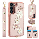 Custodia per telefono in pelle con motivo a fiori a tracolla, For Samsung Galaxy S23 FE 5G, For Samsung Galaxy S23 Ultra 5G, For Samsung Galaxy S23+ 5G, For Samsung Galaxy S22 Ultra 5G