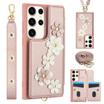 Custodia per telefono in pelle con motivo a fiori a tracolla, For Samsung Galaxy S23 FE 5G, For Samsung Galaxy S23 Ultra 5G, For Samsung Galaxy S23+ 5G, For Samsung Galaxy S22 Ultra 5G