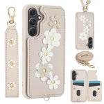 Custodia per telefono in pelle con motivo a fiori a tracolla, For Samsung Galaxy S25+ 5G, For Samsung Galaxy S25 Ultra 5G, For Samsung Galaxy S24 Ultra 5G, For Samsung Galaxy S24+ 5G