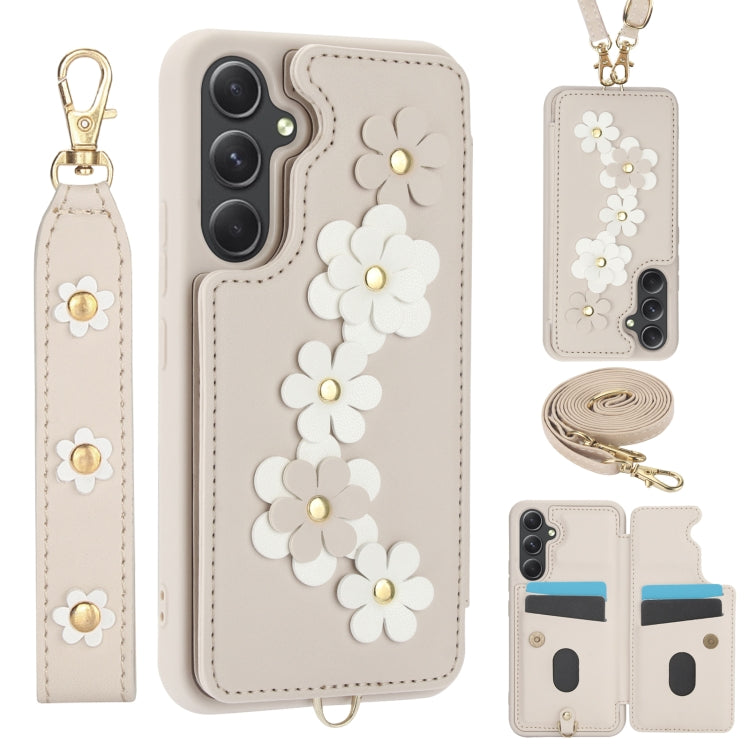 Custodia per telefono in pelle con motivo a fiori a tracolla, For Samsung Galaxy S25+ 5G, For Samsung Galaxy S25 Ultra 5G, For Samsung Galaxy S24 Ultra 5G, For Samsung Galaxy S24+ 5G