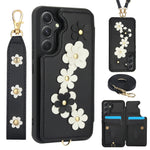 Custodia per telefono in pelle con motivo a fiori a tracolla, For Samsung Galaxy S25+ 5G, For Samsung Galaxy S25 Ultra 5G, For Samsung Galaxy S24 Ultra 5G, For Samsung Galaxy S24+ 5G