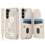 Custodia per telefono in pelle con motivo a fiori a tracolla, For Samsung Galaxy S23 FE 5G, For Samsung Galaxy S23 Ultra 5G, For Samsung Galaxy S23+ 5G, For Samsung Galaxy S22 Ultra 5G