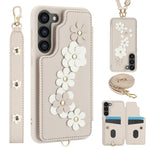 Custodia per telefono in pelle con motivo a fiori a tracolla, For Samsung Galaxy S25+ 5G, For Samsung Galaxy S25 Ultra 5G, For Samsung Galaxy S24 Ultra 5G, For Samsung Galaxy S24+ 5G