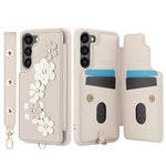 Custodia per telefono in pelle con motivo a fiori a tracolla, For Samsung Galaxy S25+ 5G, For Samsung Galaxy S25 Ultra 5G, For Samsung Galaxy S24 Ultra 5G, For Samsung Galaxy S24+ 5G